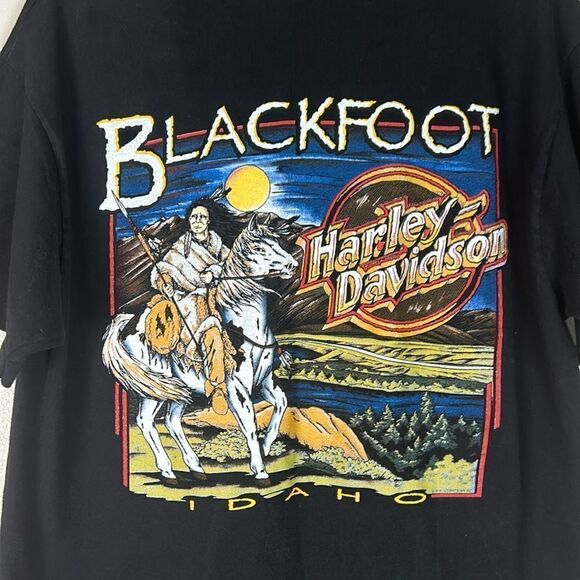 Vintage HARLEY DAVIDSON Blackfoot Idaho T shirt size large tee BEEFY T stratman - Picture 3 of 9
